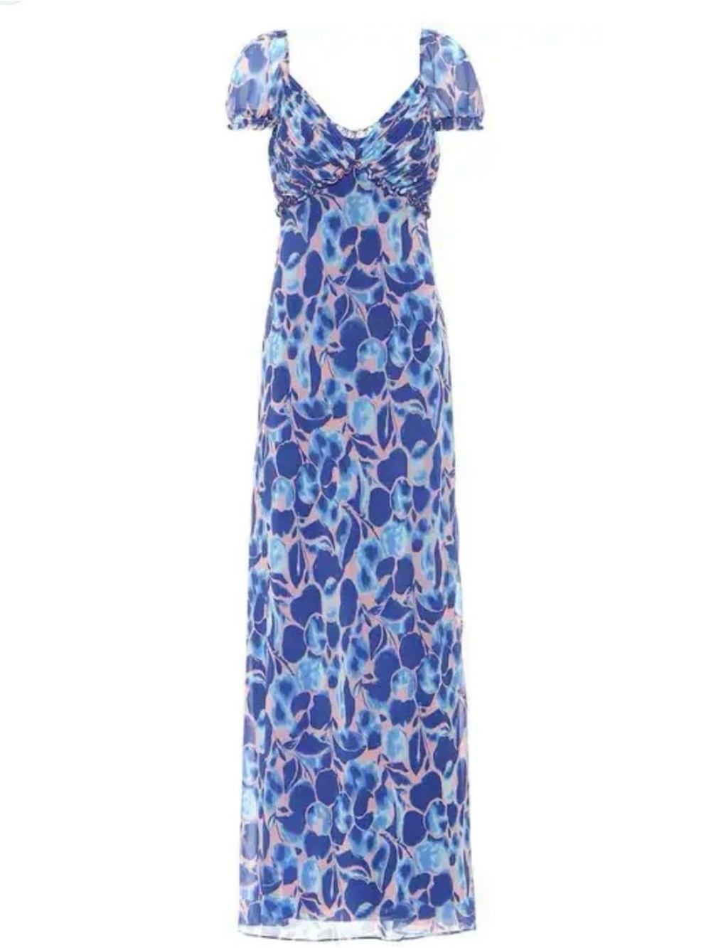 Diane von Furstenberg  Flutter Sleeve Maxi Dress‎ Blue Pink 14